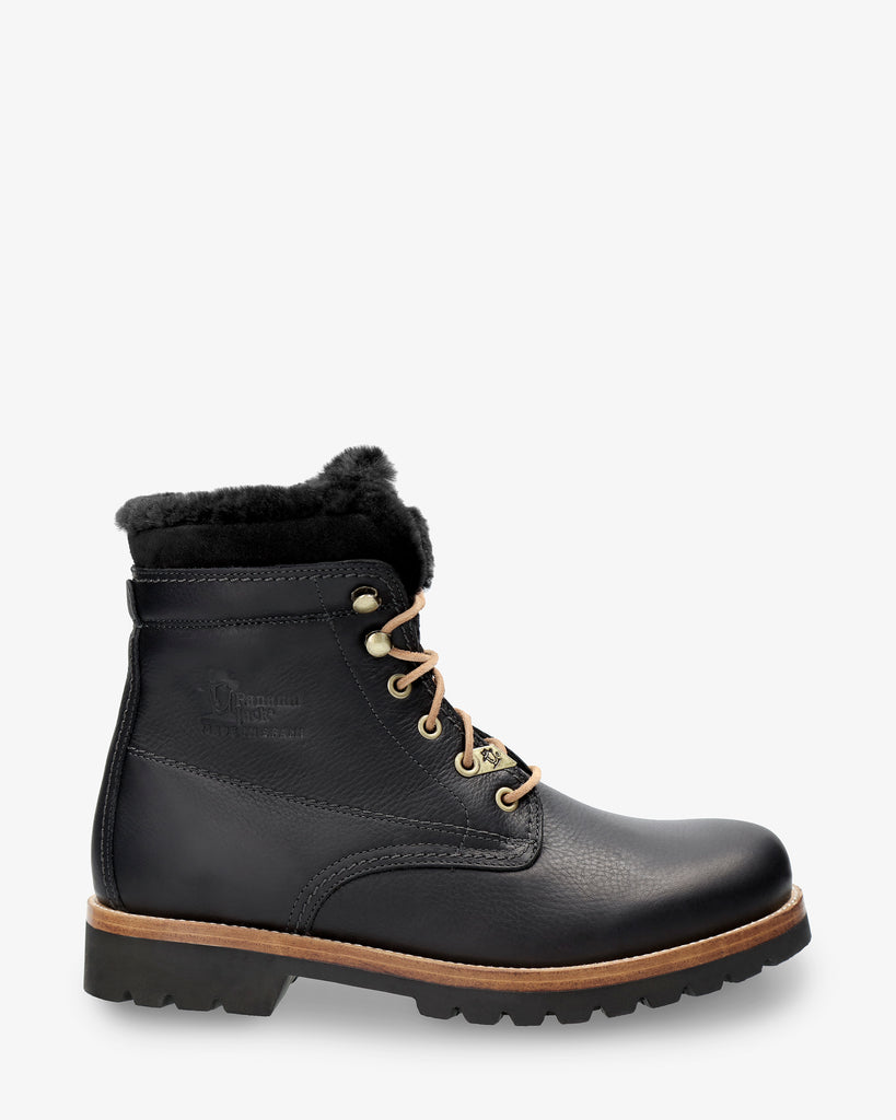 P03 Aviator Igloo botas de piel con forro interior de pelo natural. negro